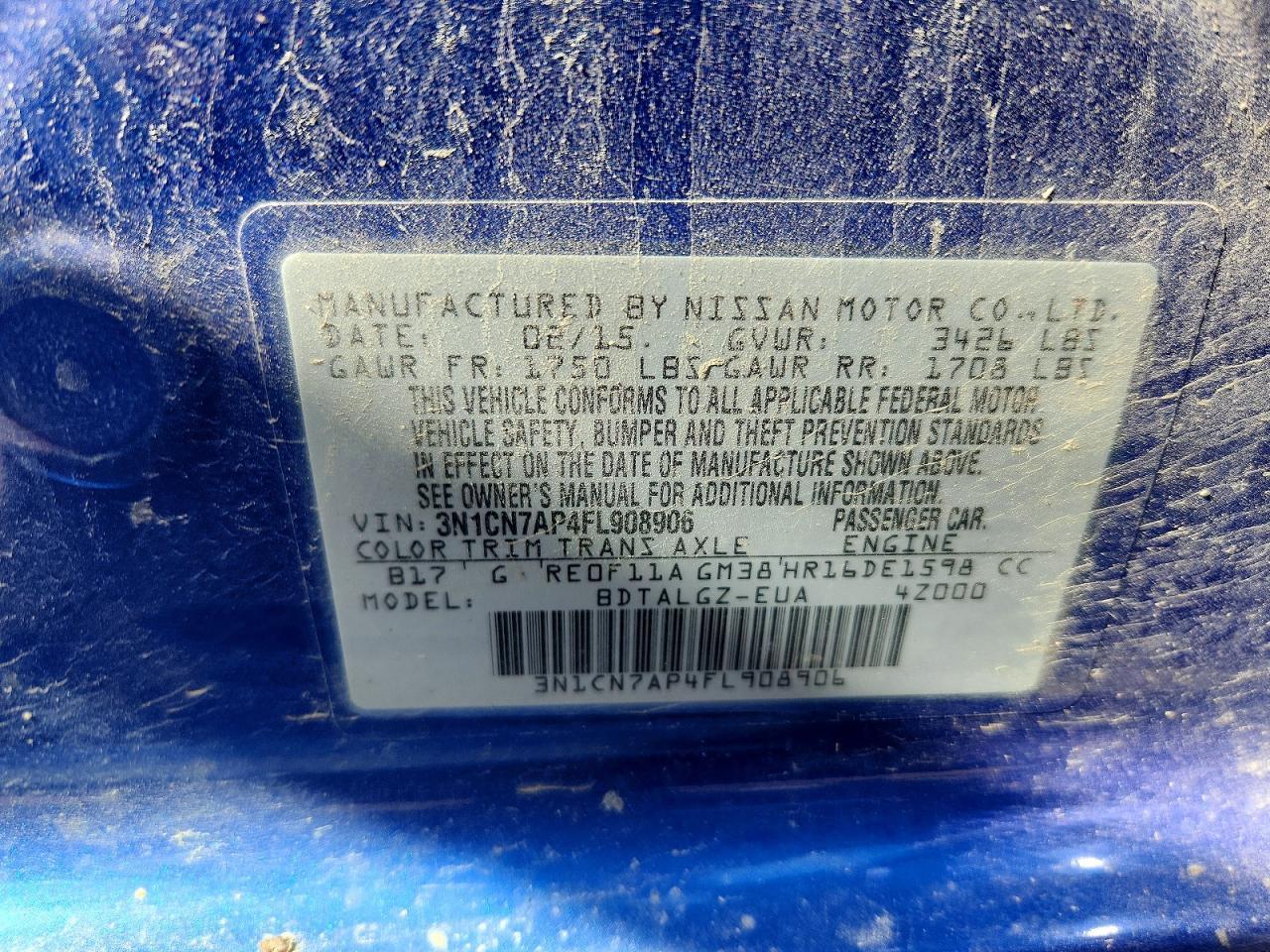 2015 NISSAN VERSA