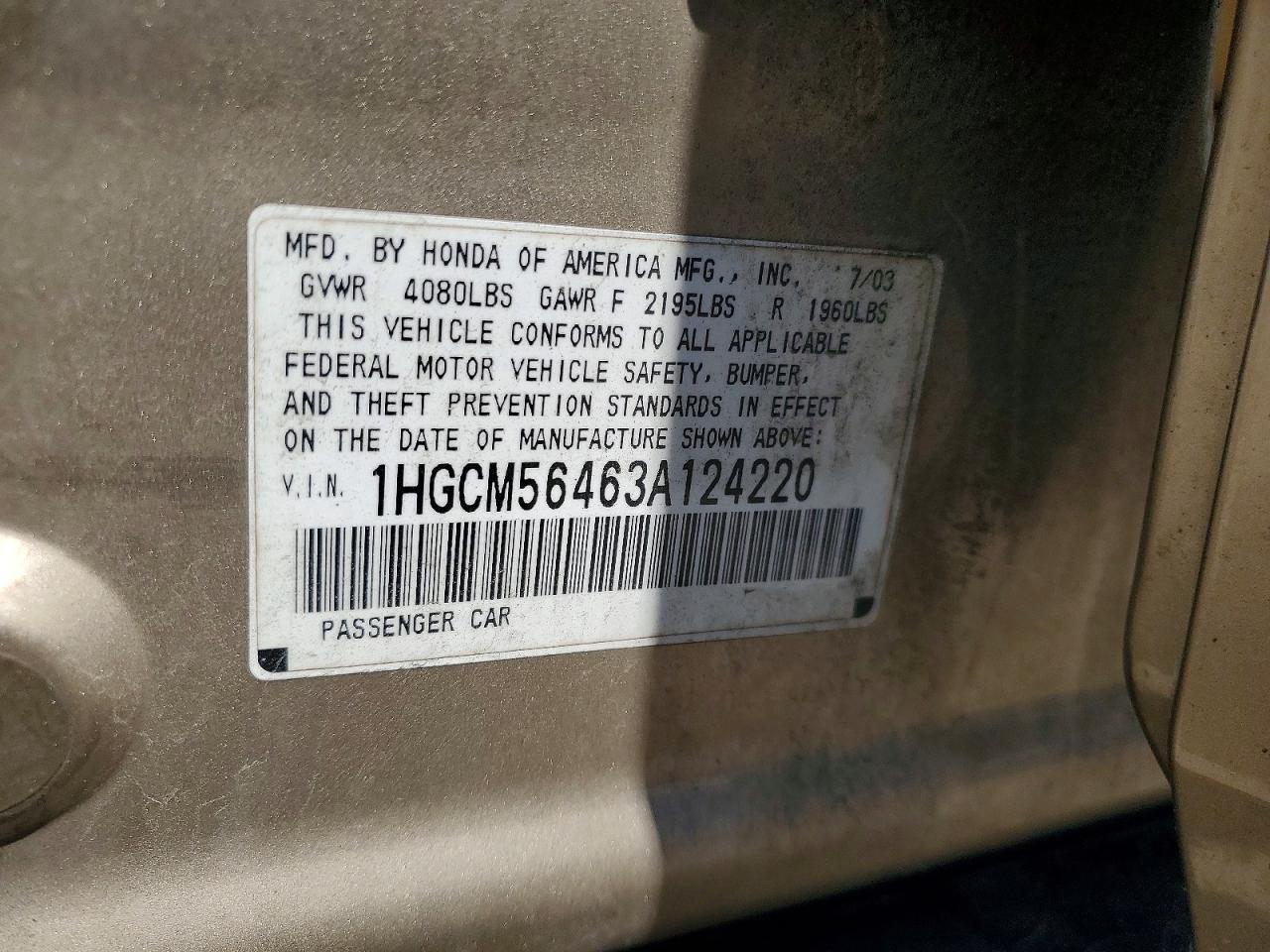 2003 HONDA ACCORD