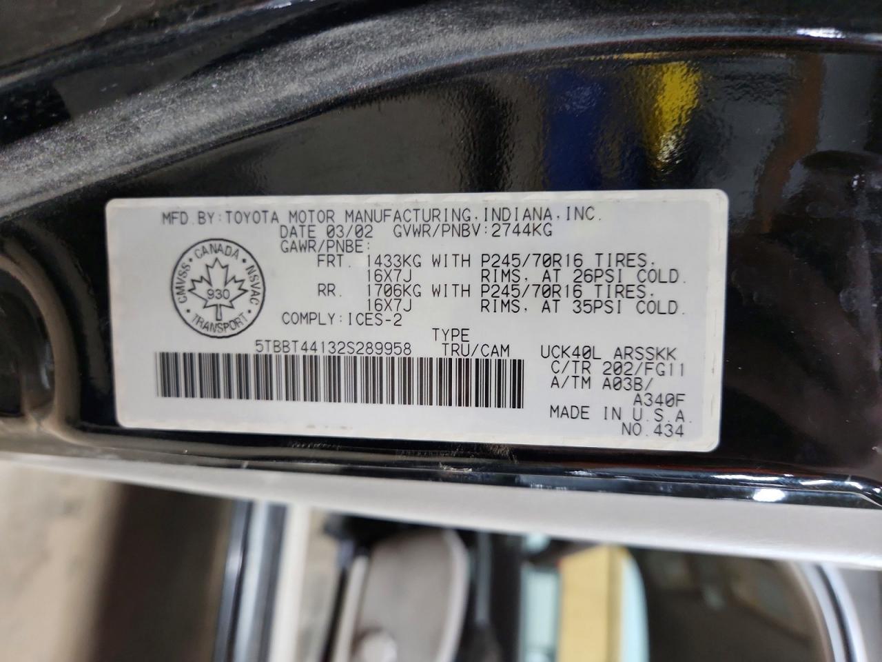 2002 TOYOTA TUNDRA