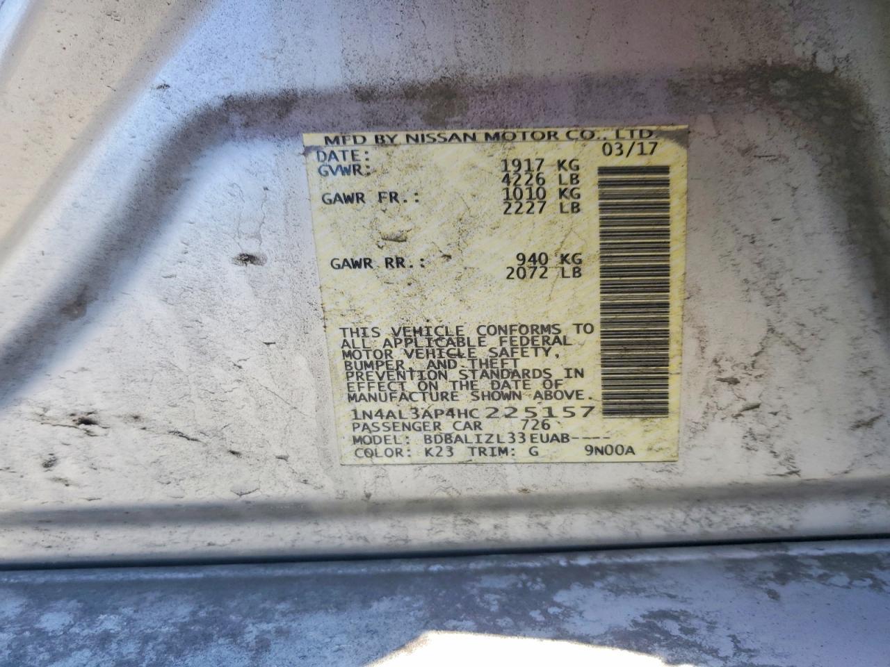 2017 NISSAN ALTIMA