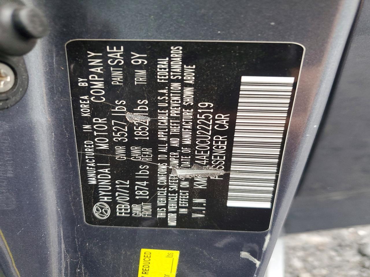 2012 HYUNDAI ACCENT