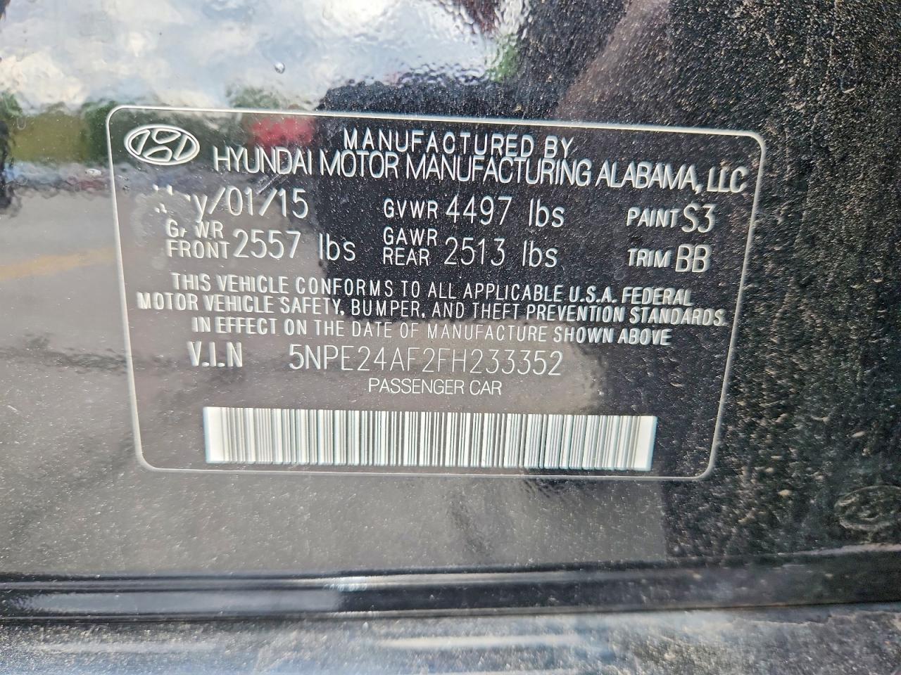2015 HYUNDAI SONATA