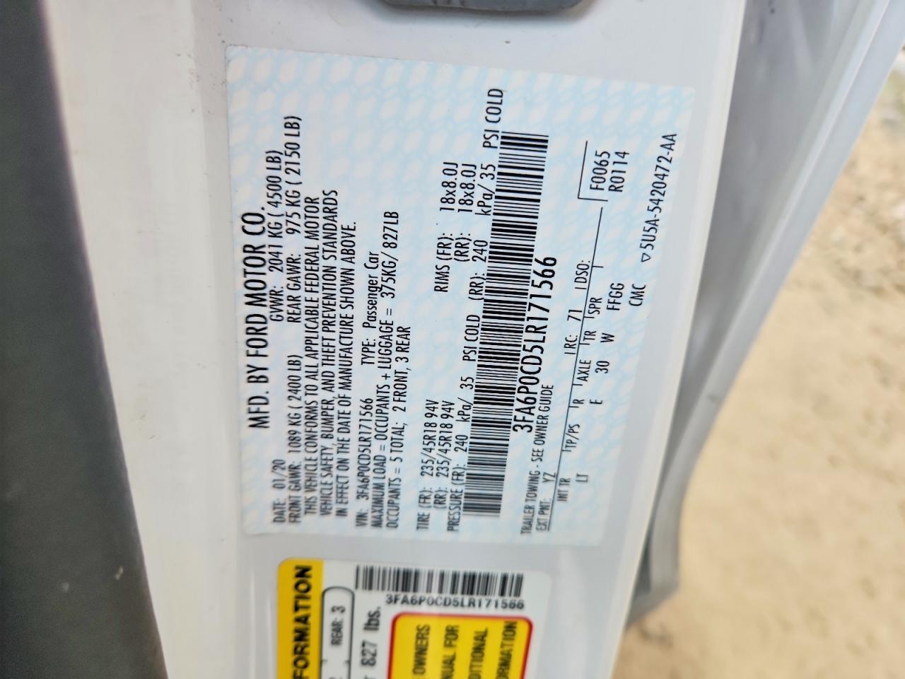 2020 FORD FUSION