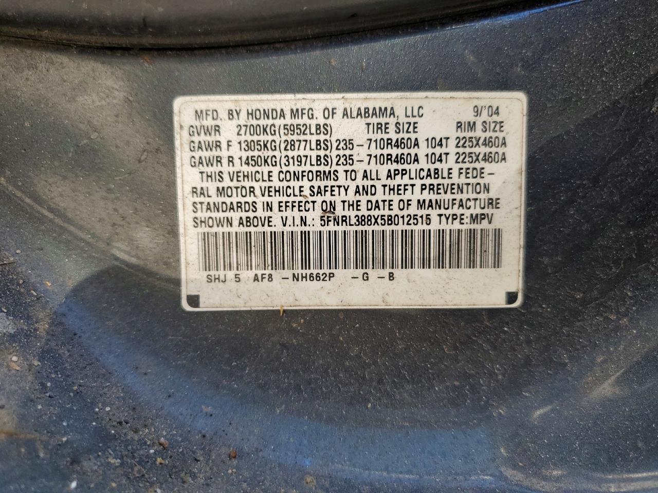 2005 HONDA ODYSSEY