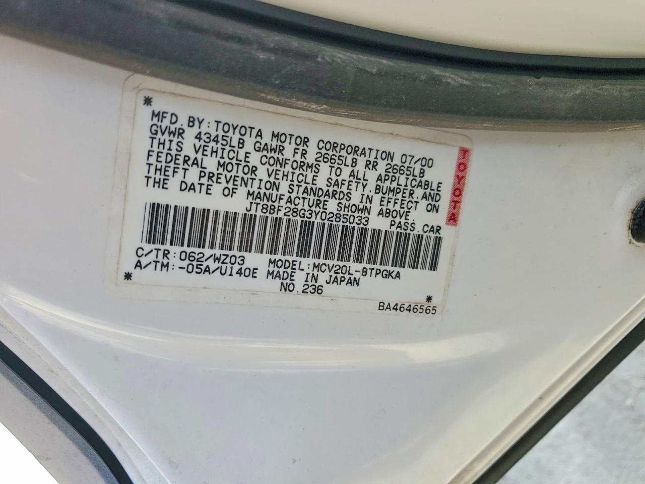 2000 LEXUS Es 300