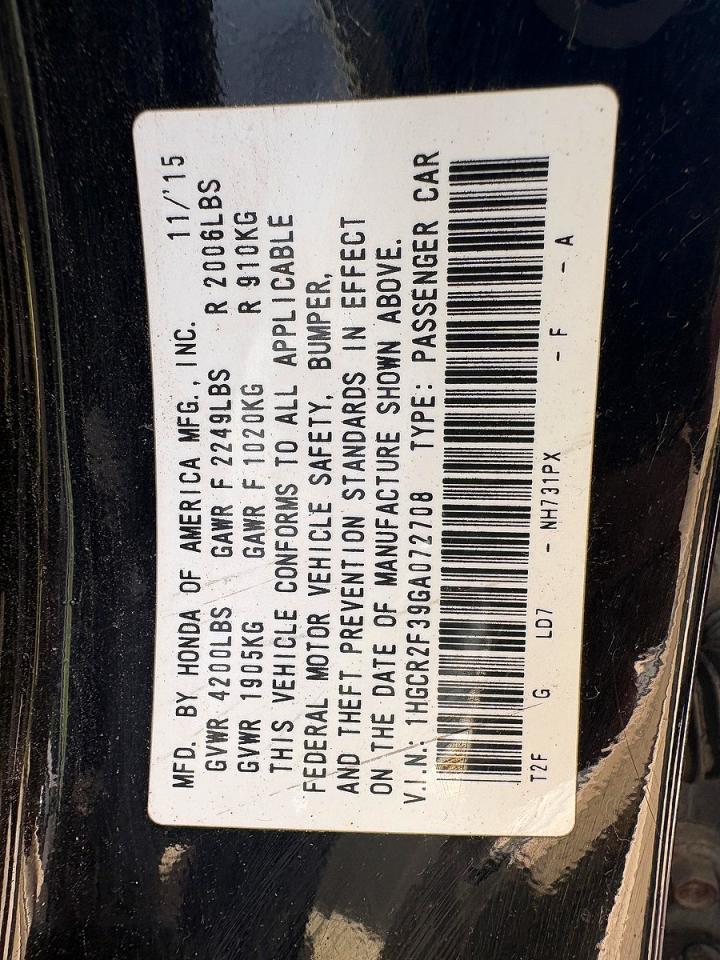 2016 HONDA ACCORD