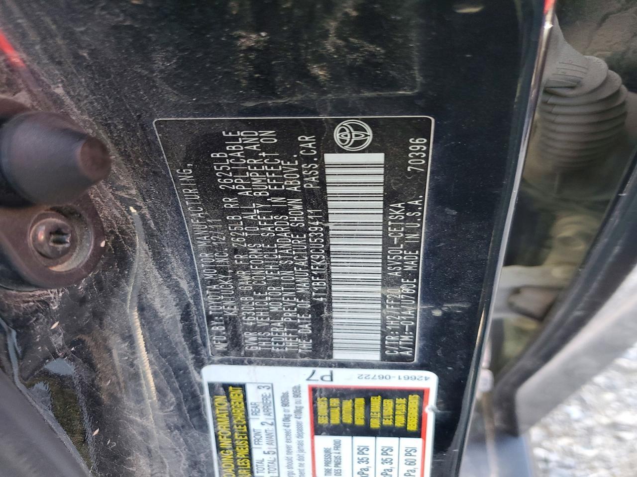 2012 TOYOTA CAMRY