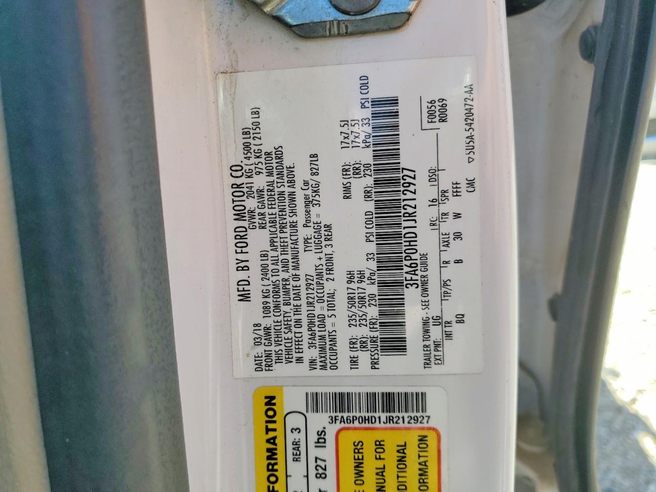2018 FORD FUSION