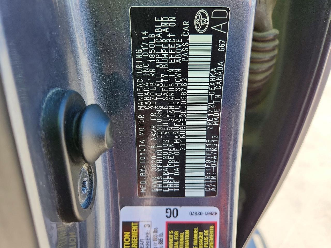 2014 TOYOTA COROLLA
