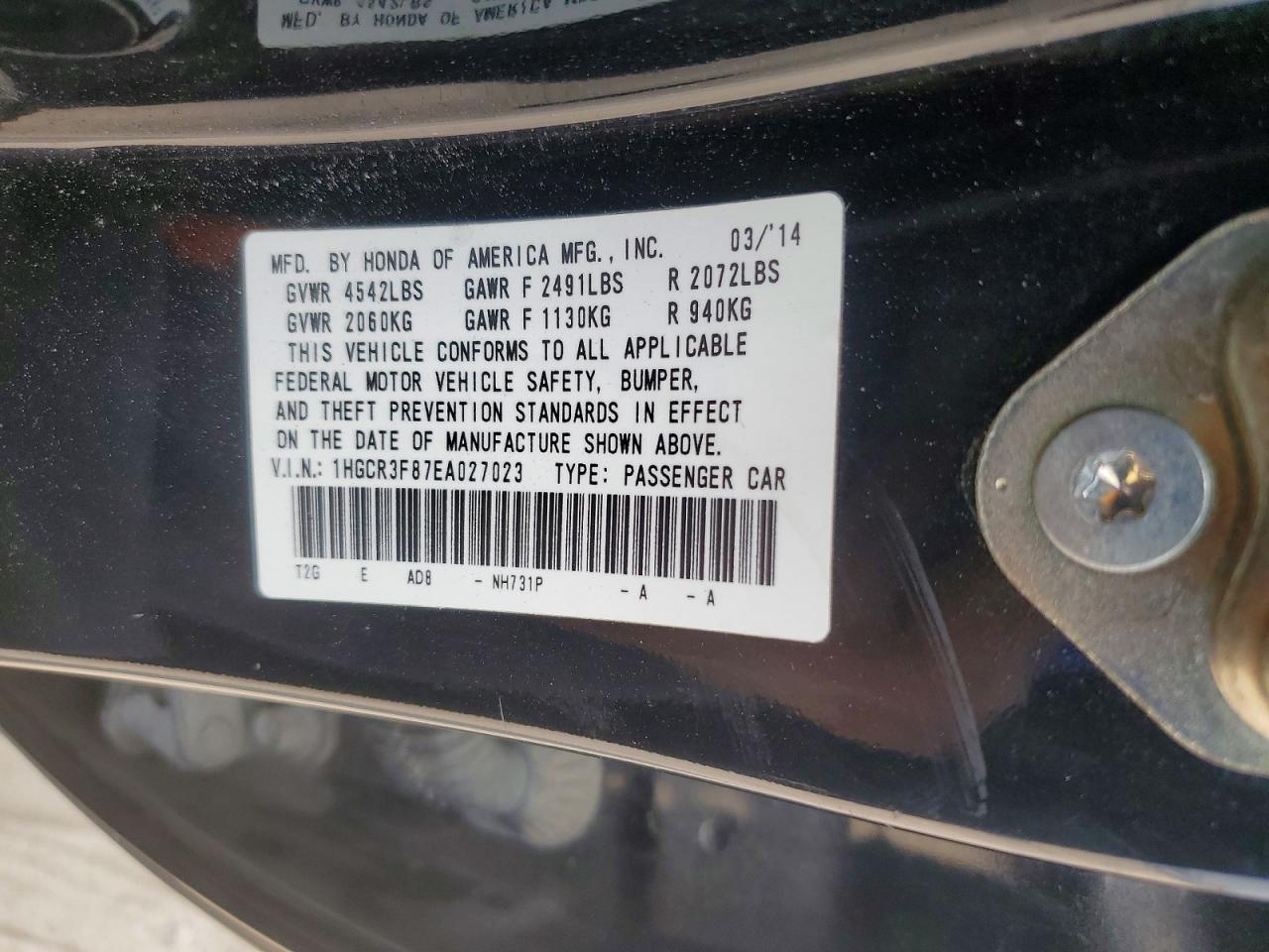 2014 HONDA ACCORD