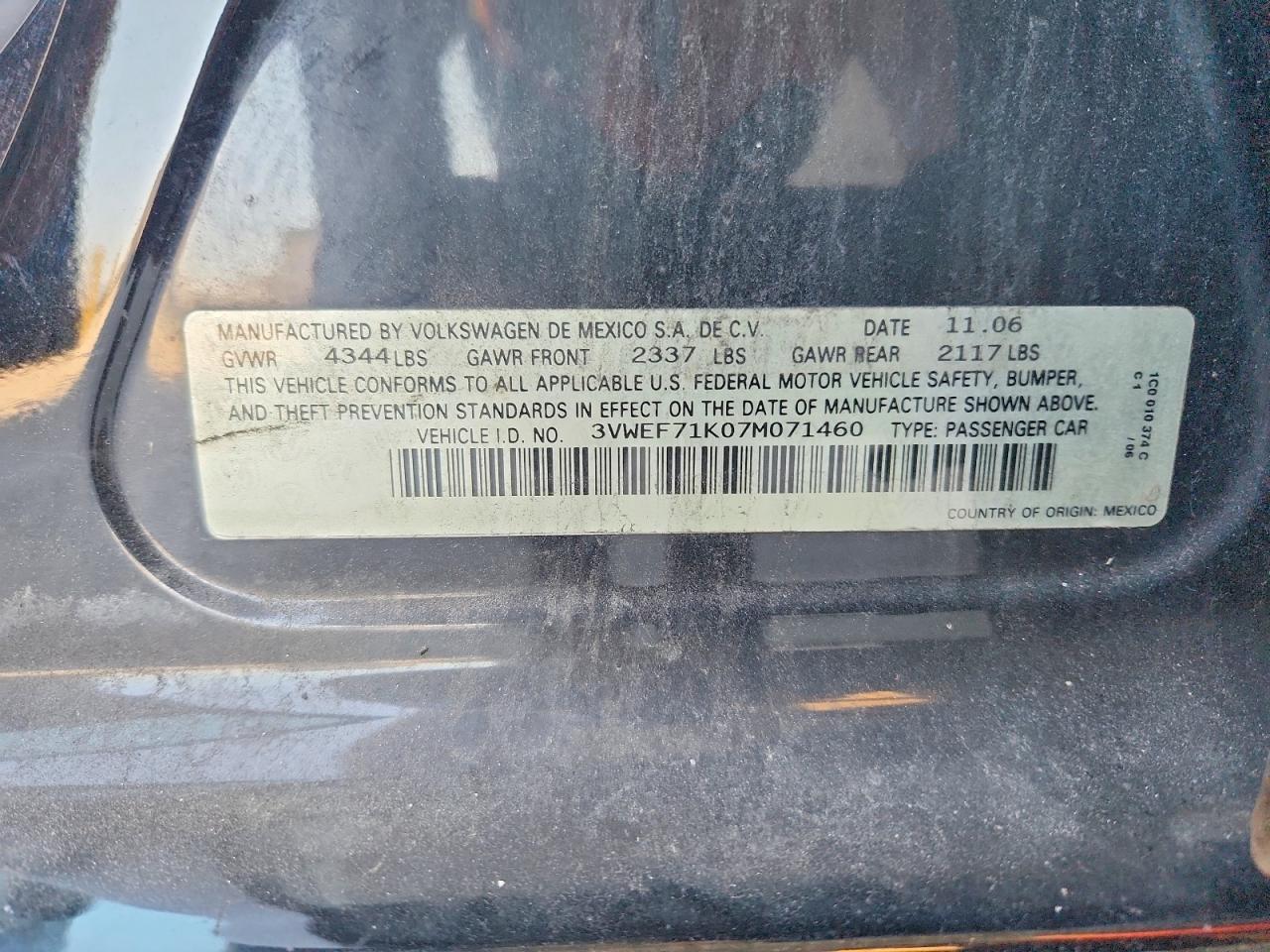 2007 VOLKSWAGEN JETTA