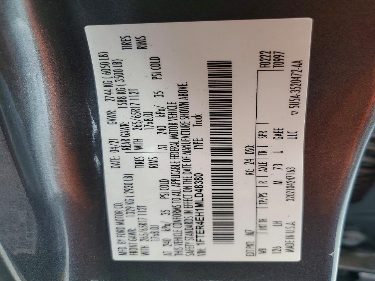2021 FORD RANGER