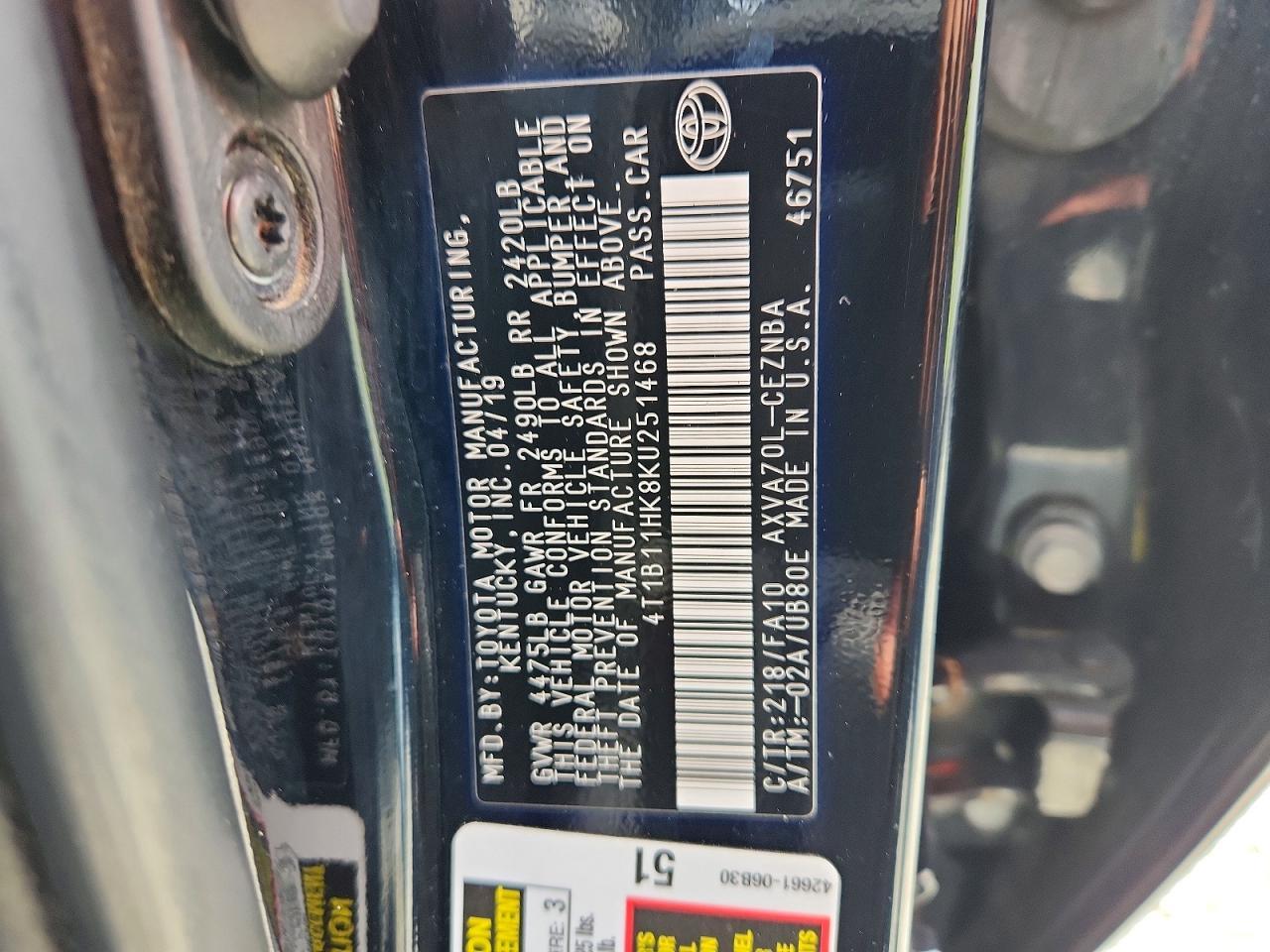 2019 TOYOTA CAMRY