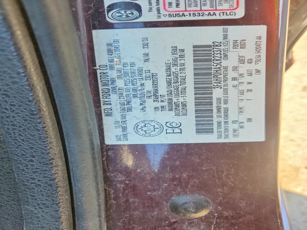 2012 FORD FUSION