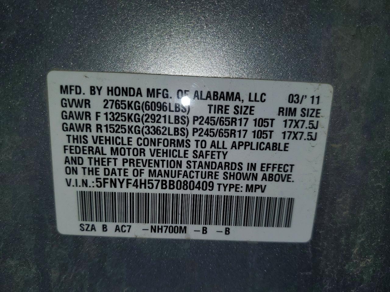 2011 HONDA PILOT