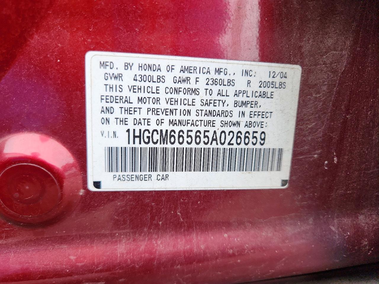 2005 HONDA ACCORD