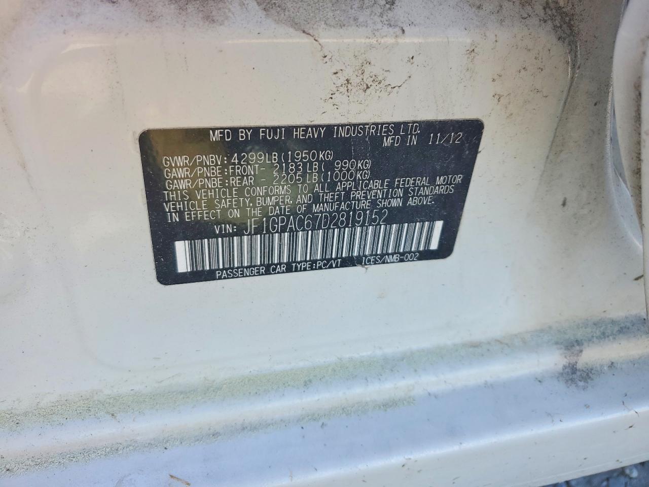 2013 SUBARU IMPREZA