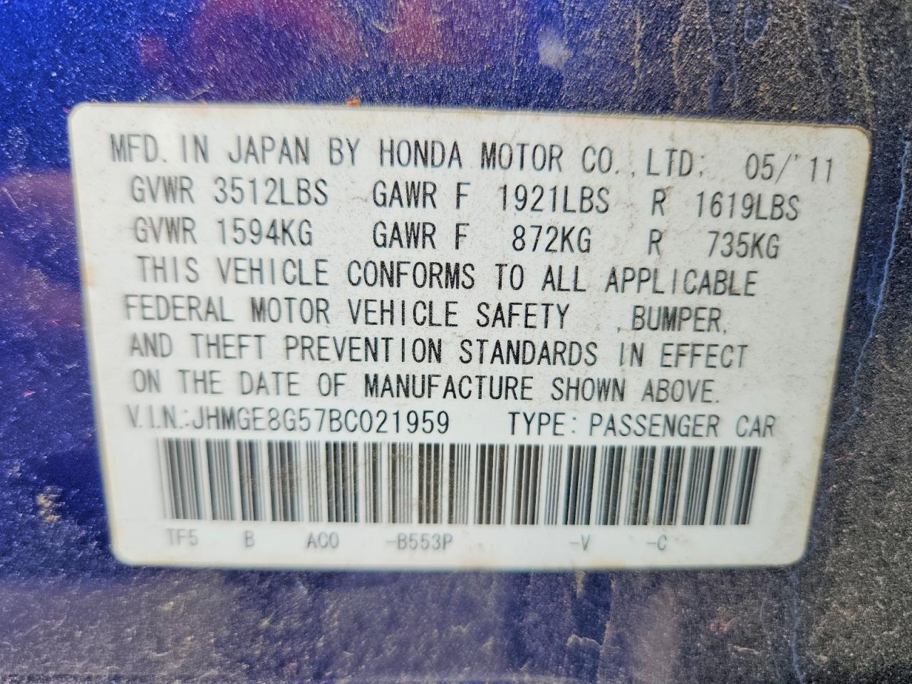 2011 HONDA FIT