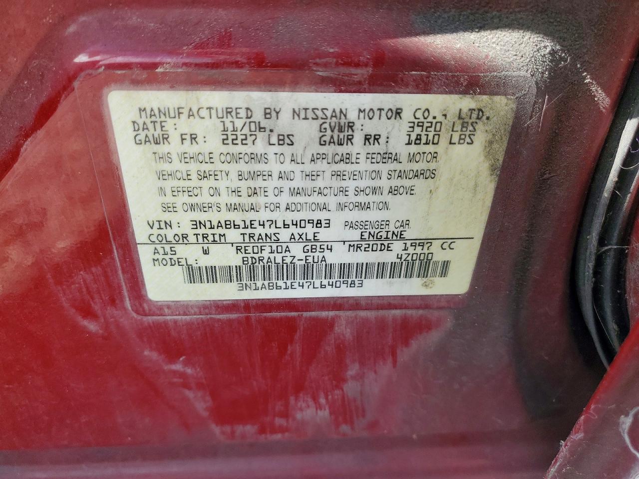 2007 NISSAN SENTRA