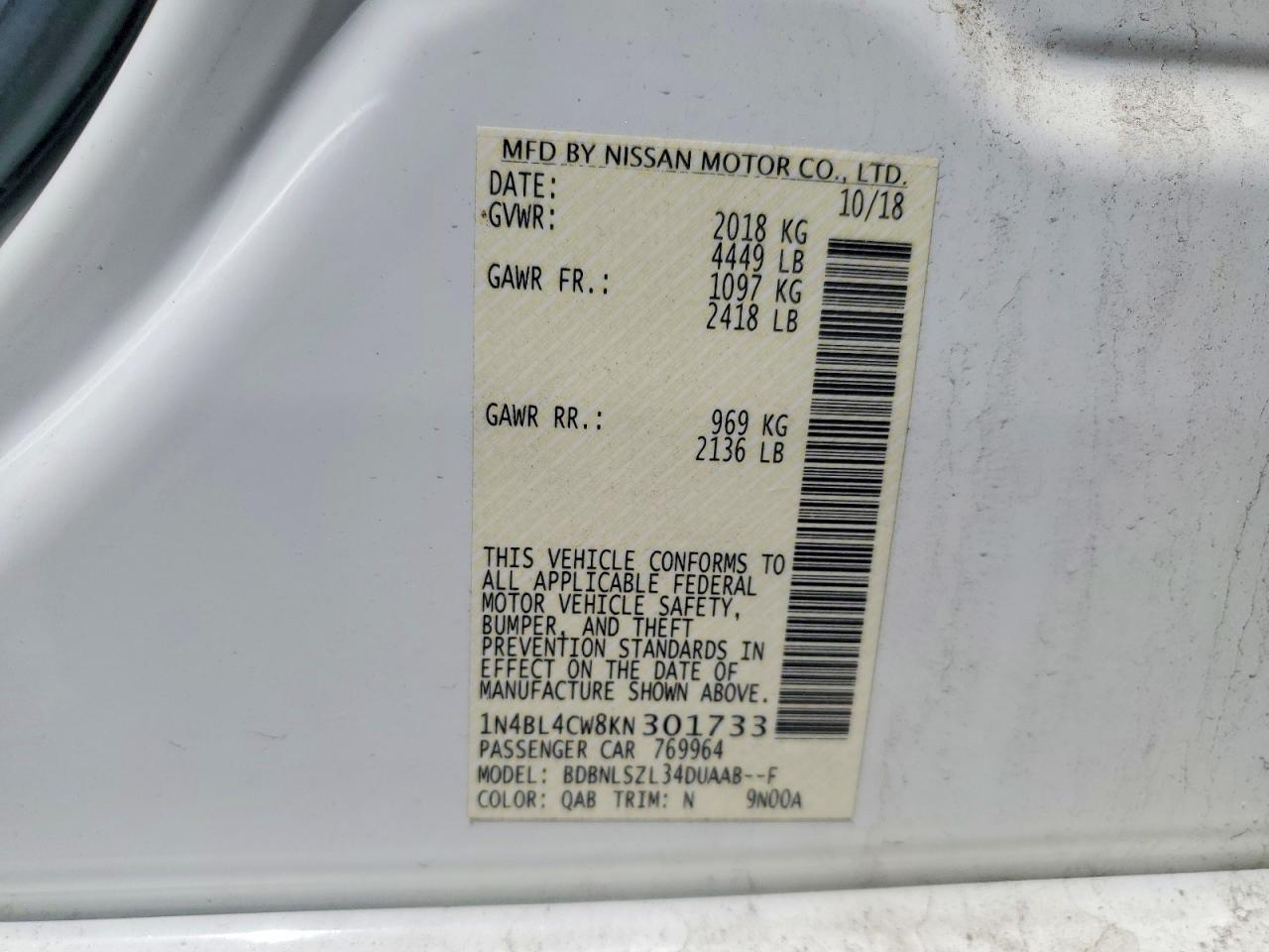 2019 NISSAN ALTIMA
