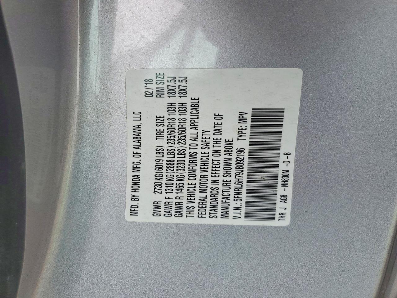 2018 HONDA ODYSSEY