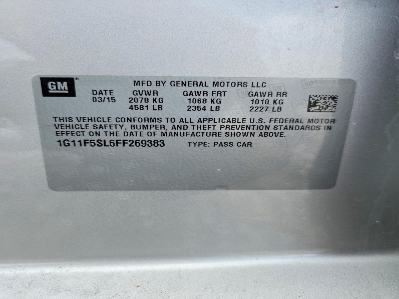 2015 CHEVROLET MALIBU