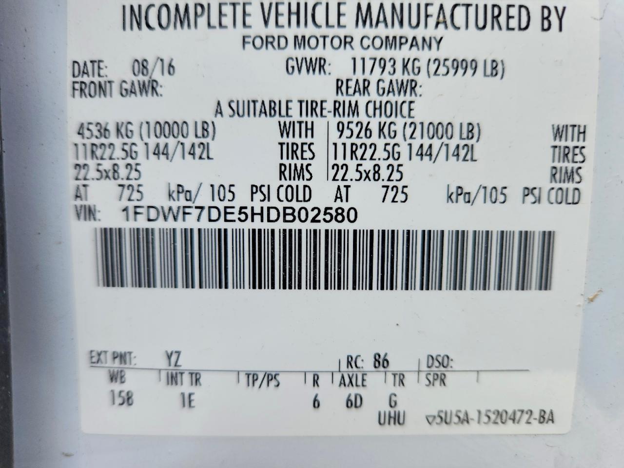 2017 FORD F-750