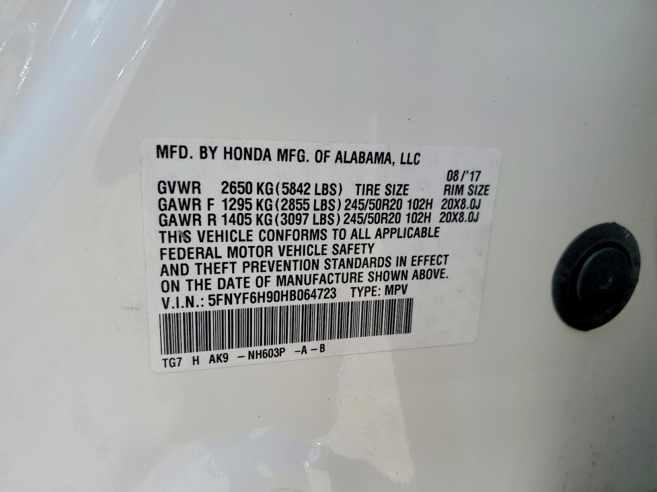 2017 HONDA PILOT