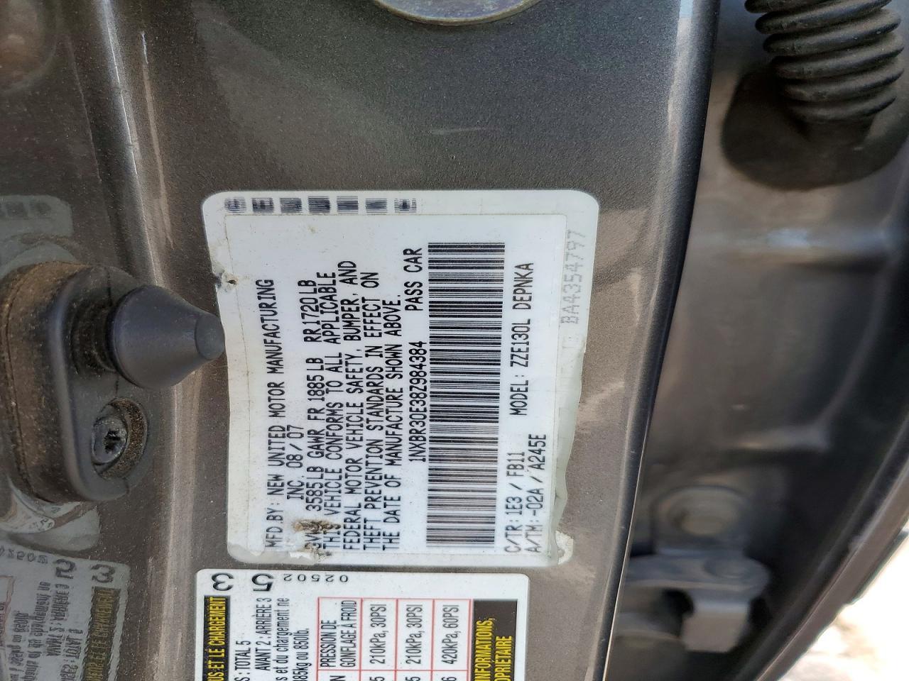 2008 TOYOTA COROLLA