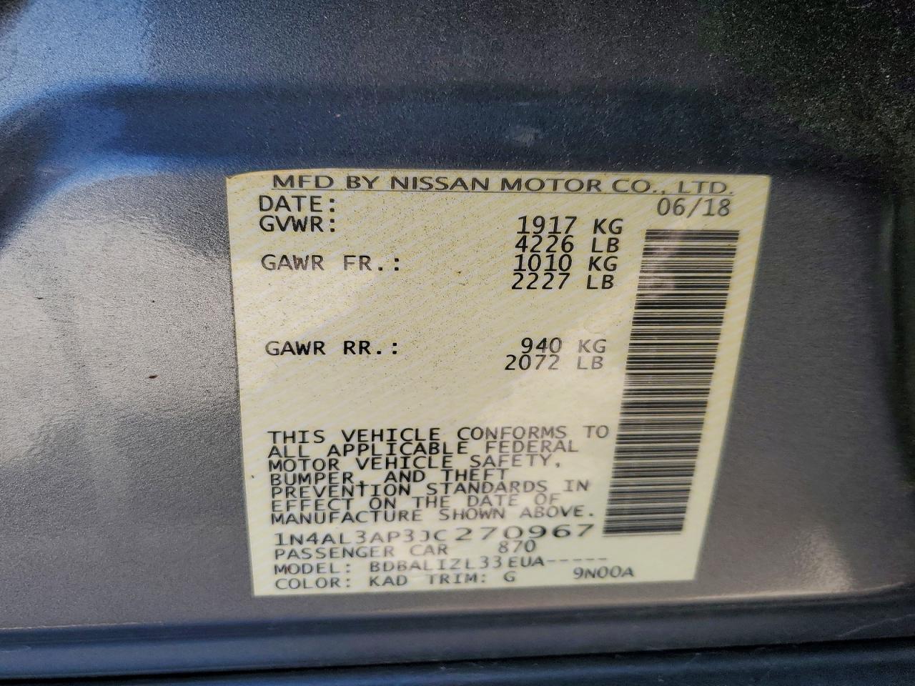 2018 NISSAN ALTIMA