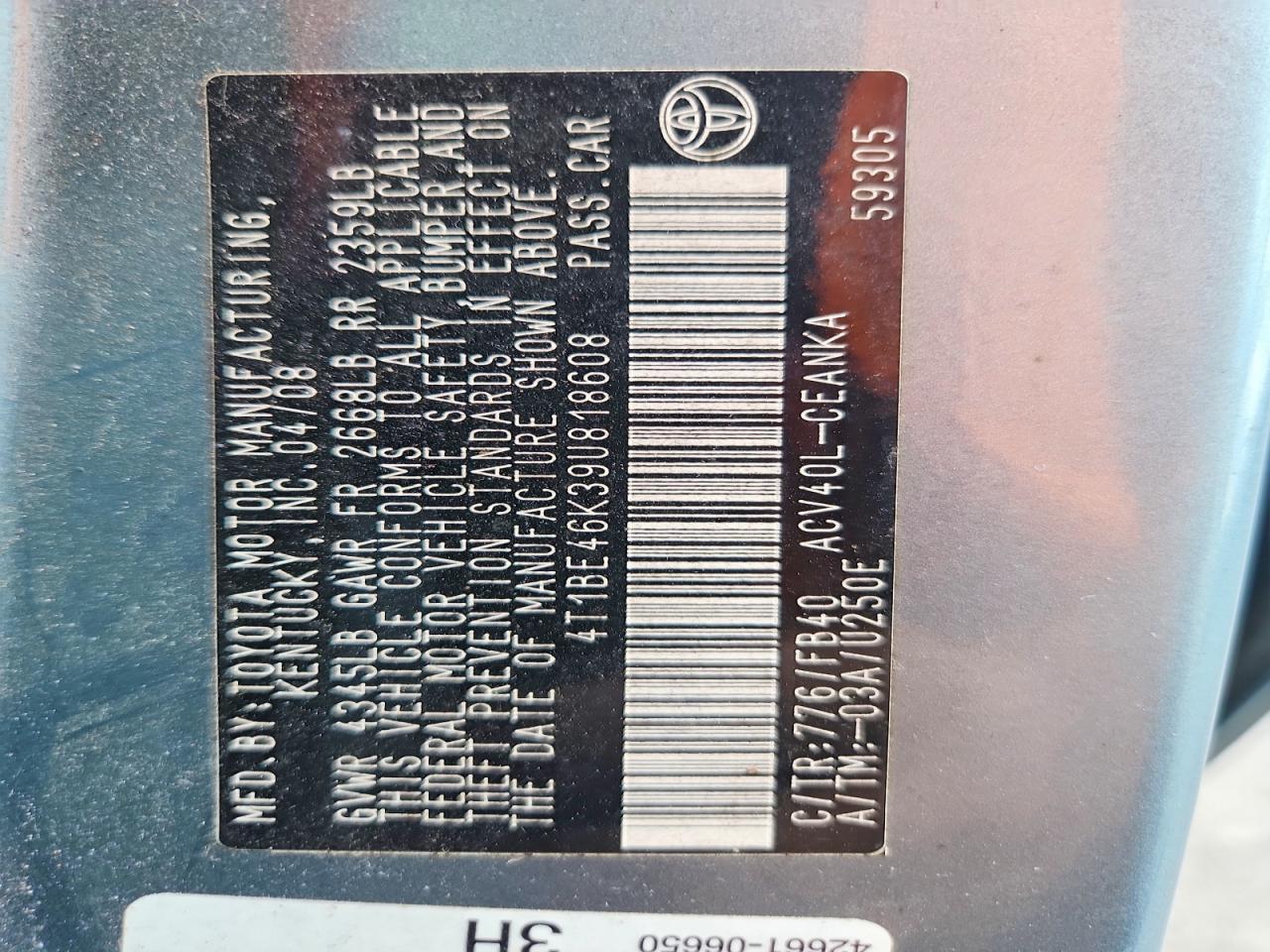 2009 TOYOTA CAMRY