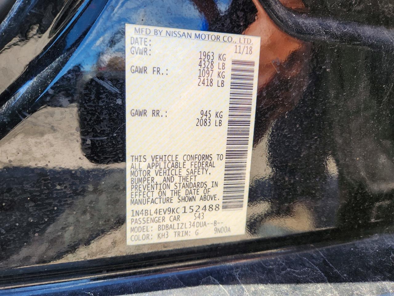 2019 NISSAN ALTIMA