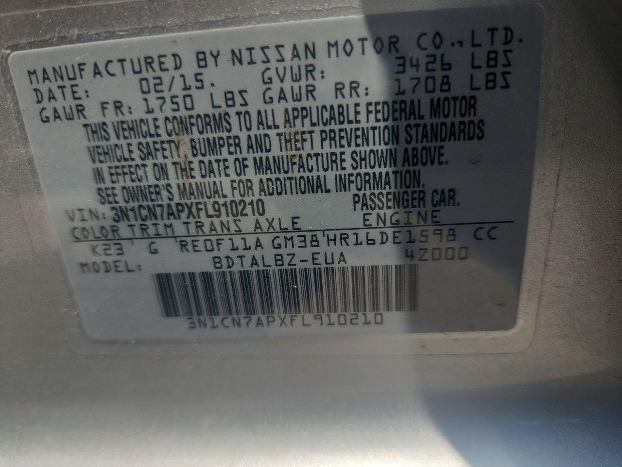2015 NISSAN VERSA