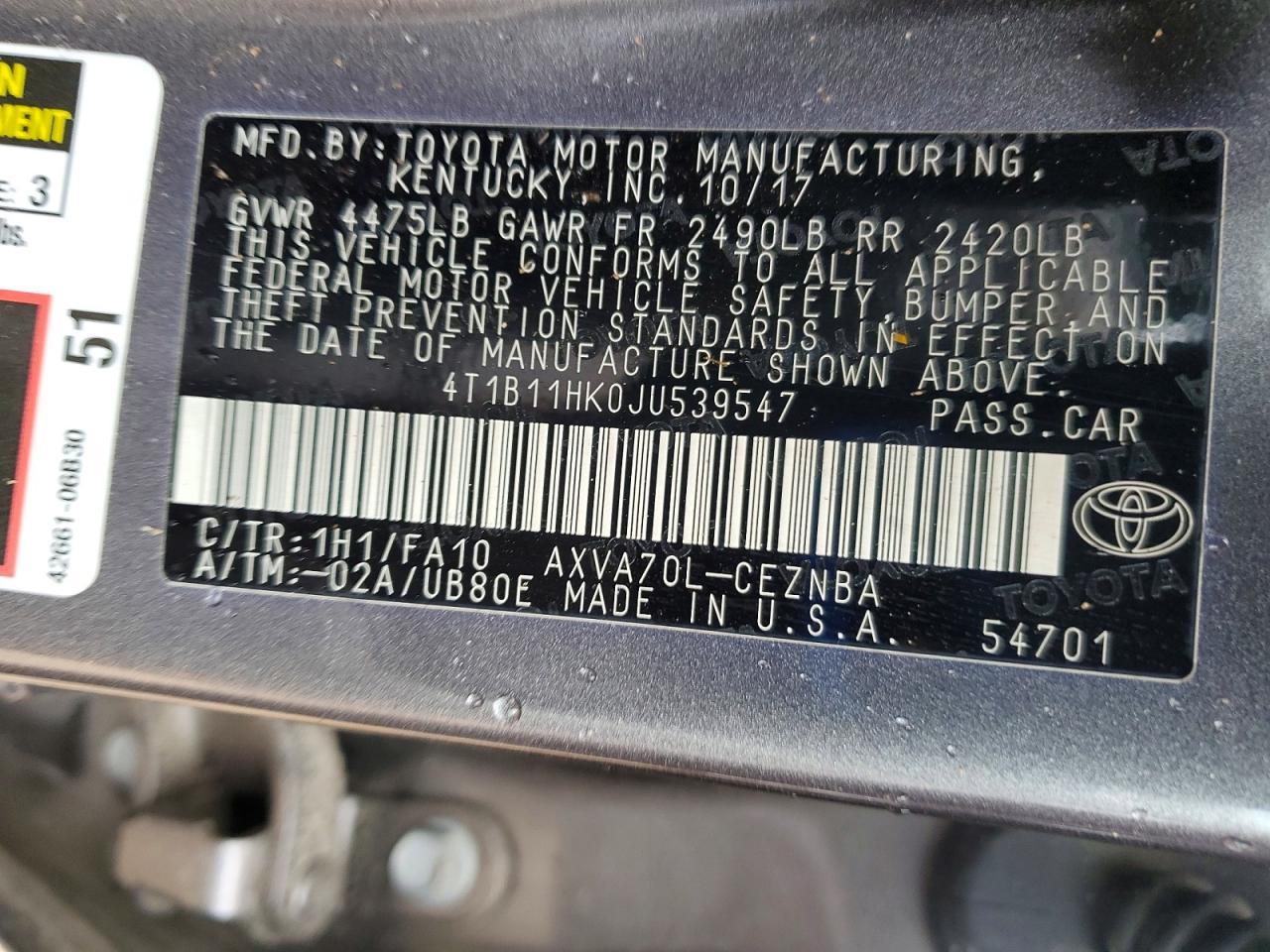2018 TOYOTA CAMRY