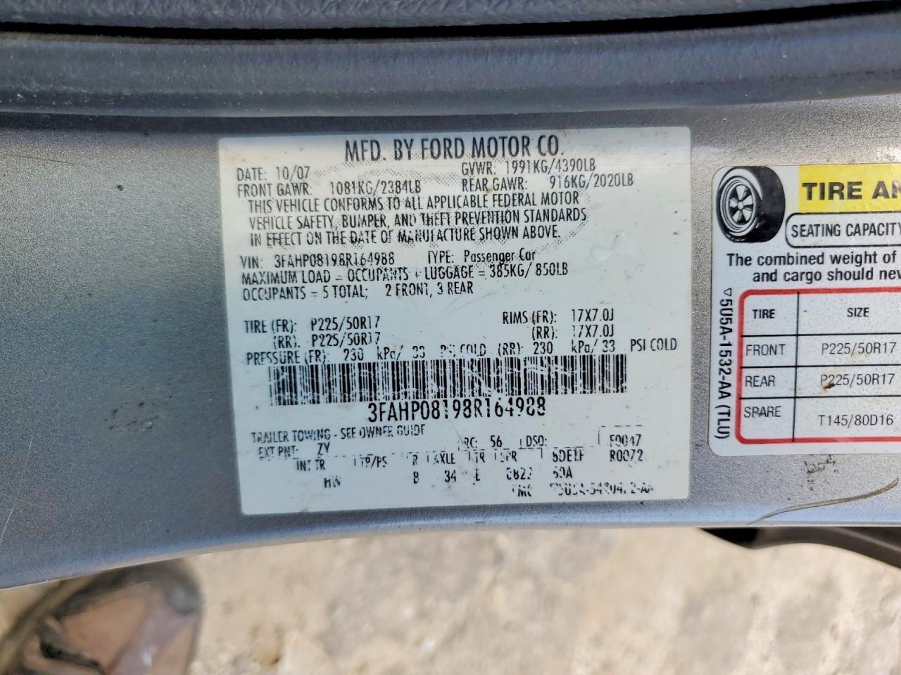 2008 FORD FUSION