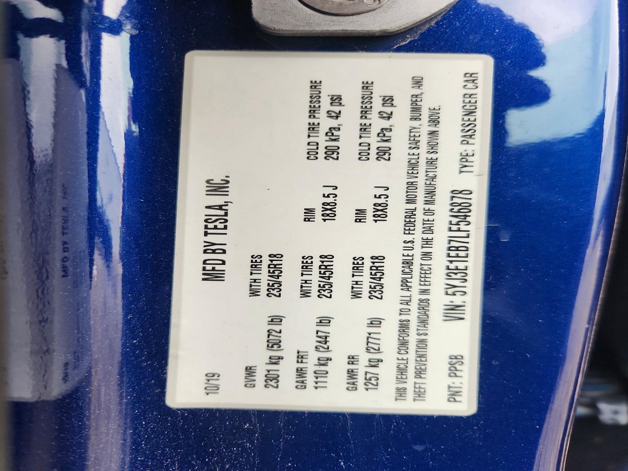 2020 TESLA MODEL 3