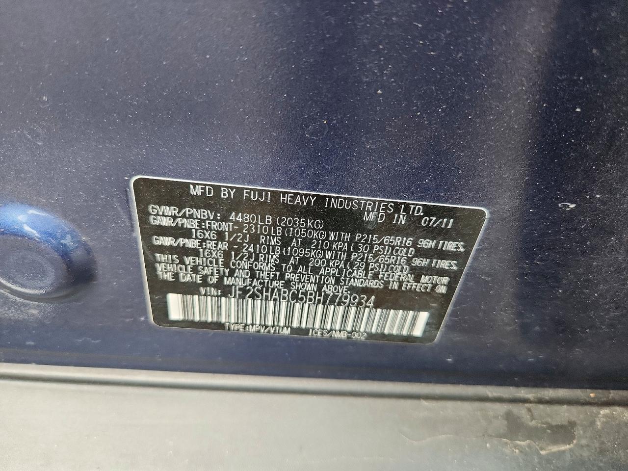 2011 SUBARU FORESTER