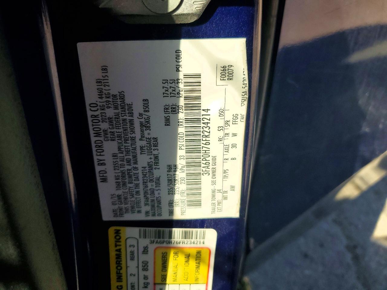 2015 FORD FUSION