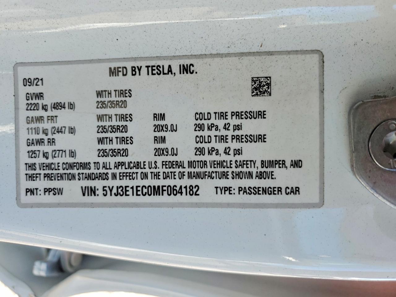 2021 TESLA MODEL 3
