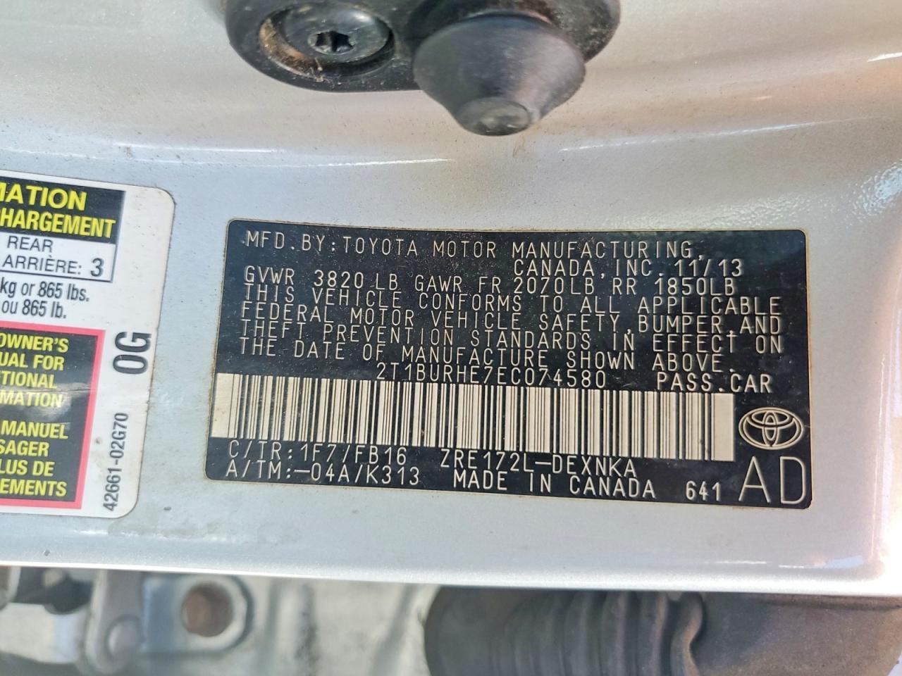 2014 TOYOTA COROLLA