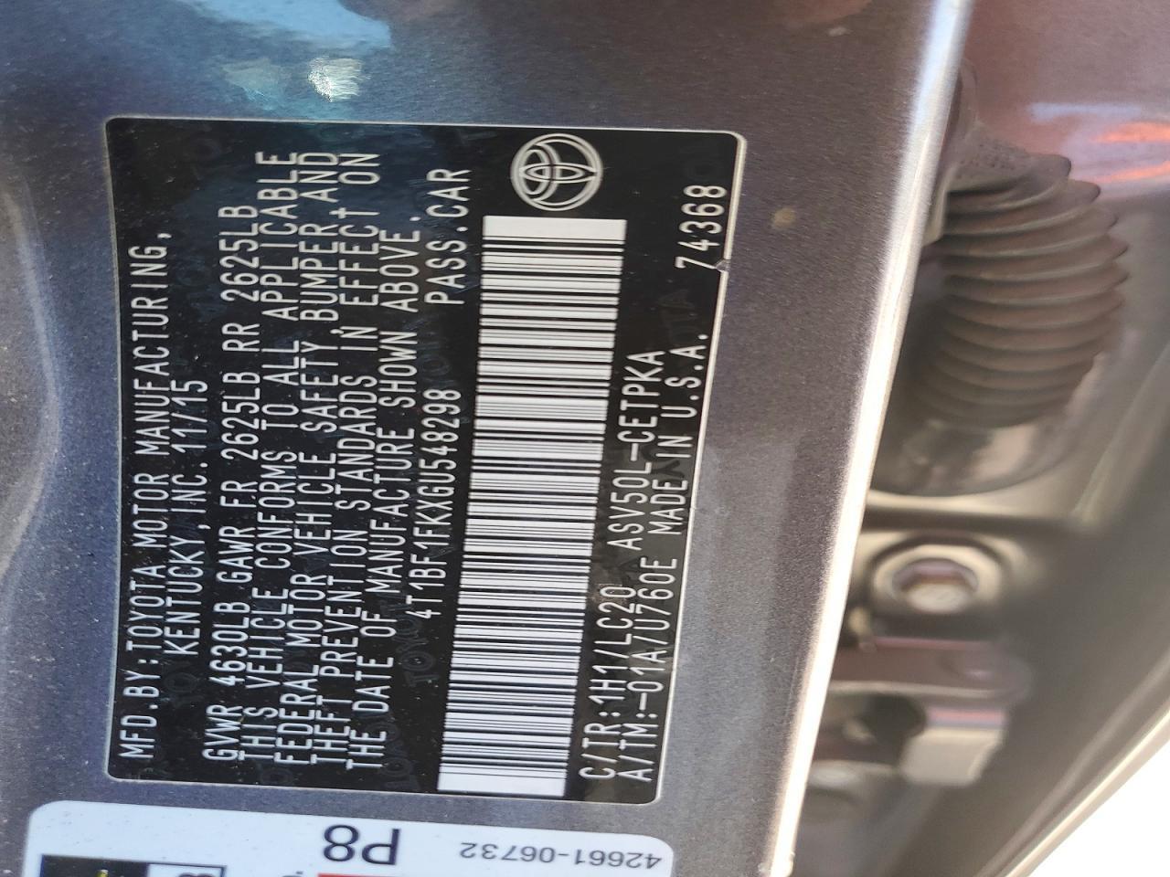 2016 TOYOTA CAMRY