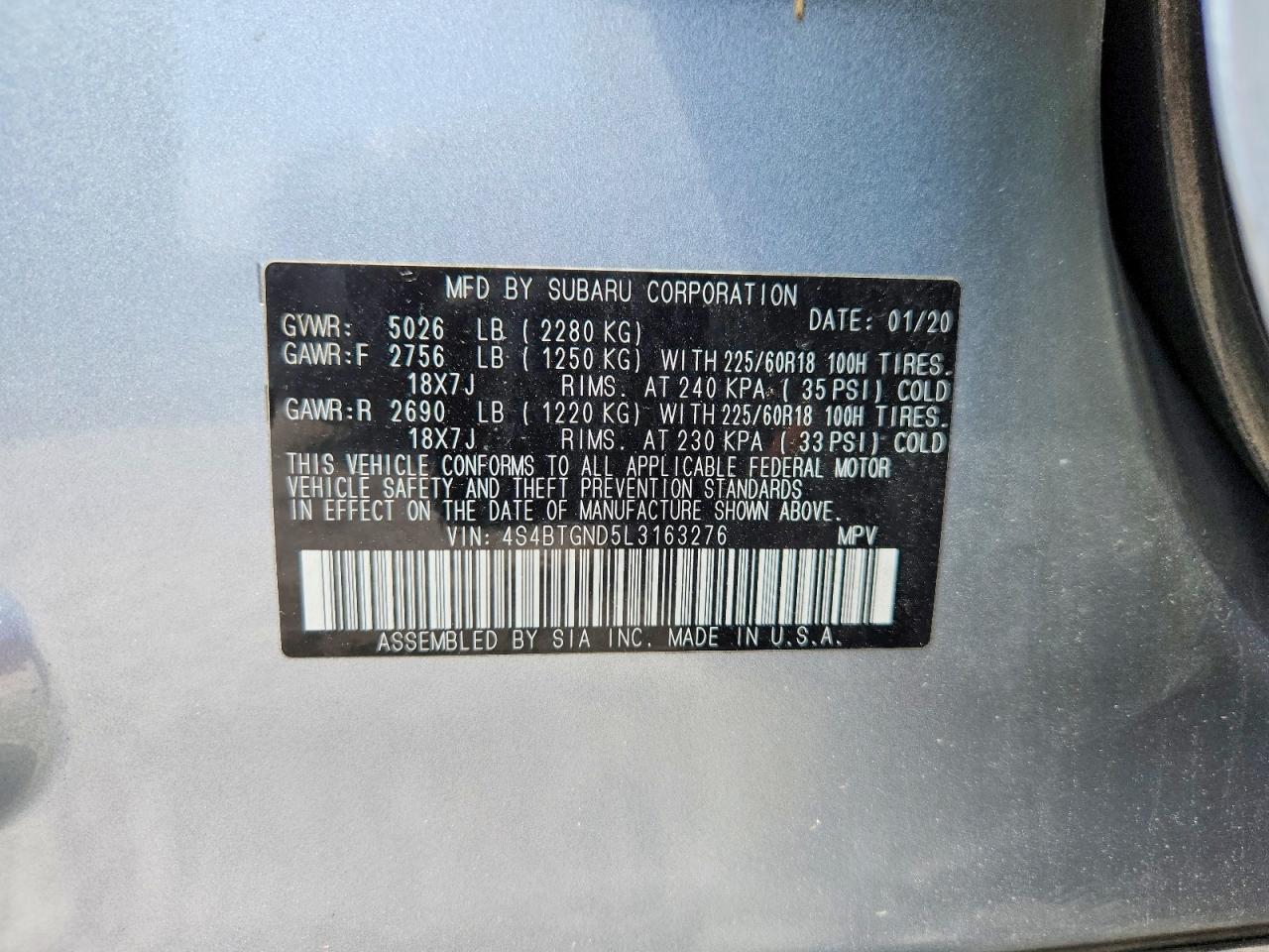2020 SUBARU Outback
