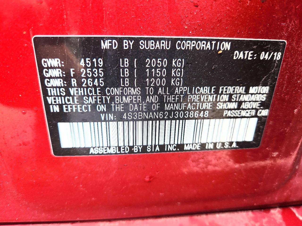 2018 SUBARU Legacy