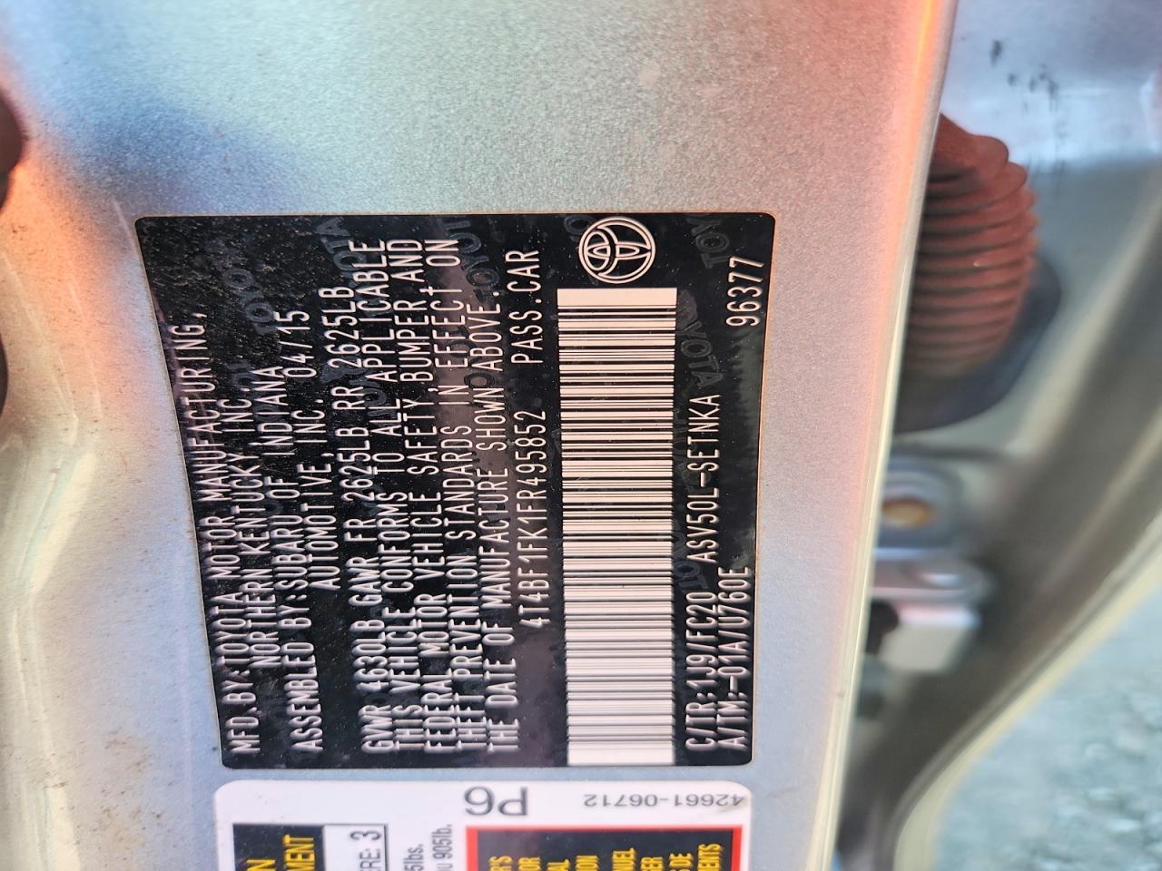 2015 TOYOTA CAMRY
