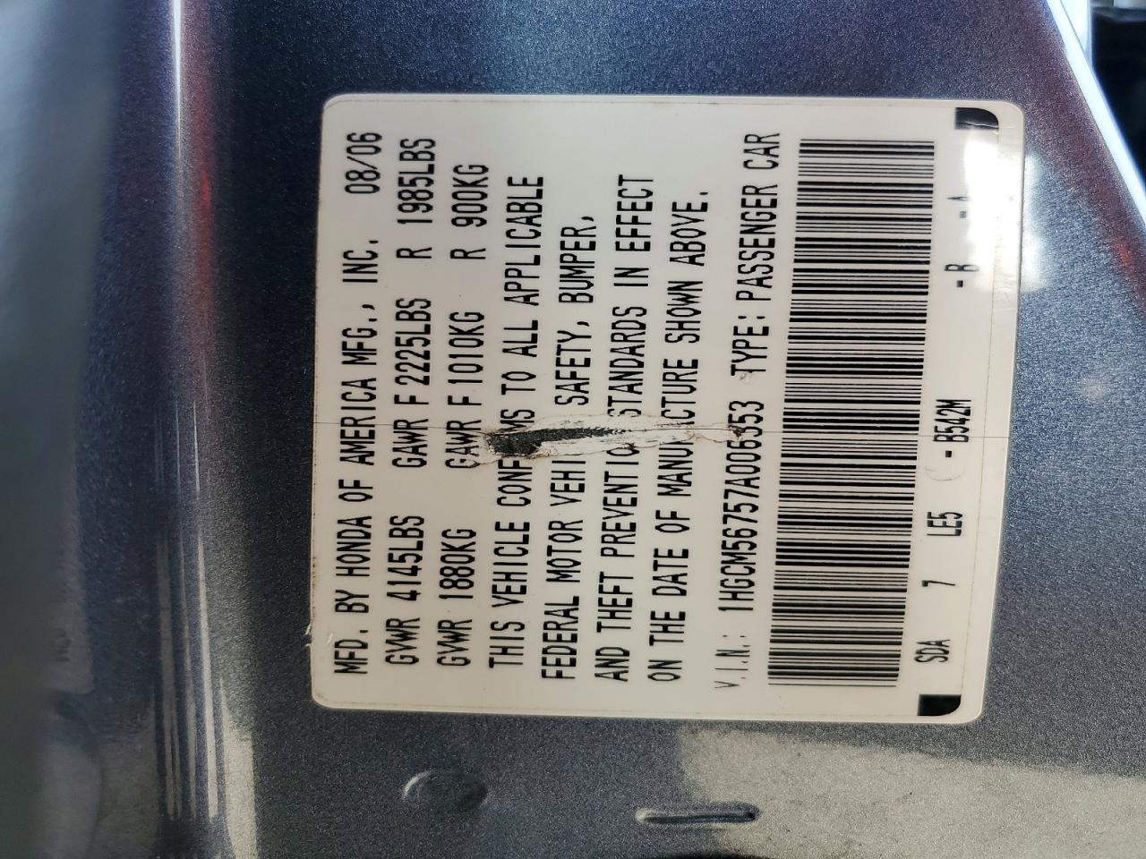 2007 HONDA ACCORD