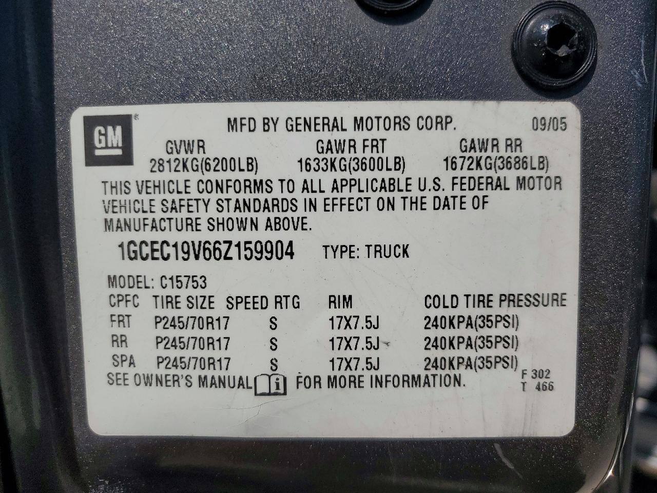 2006 CHEVROLET SILVERADO 1500
