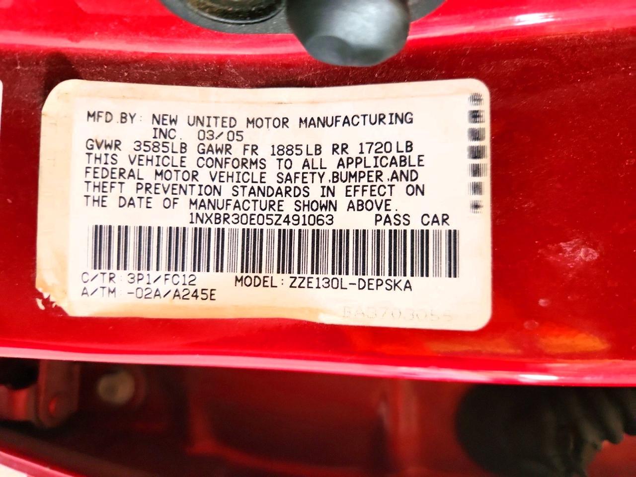 2005 TOYOTA COROLLA