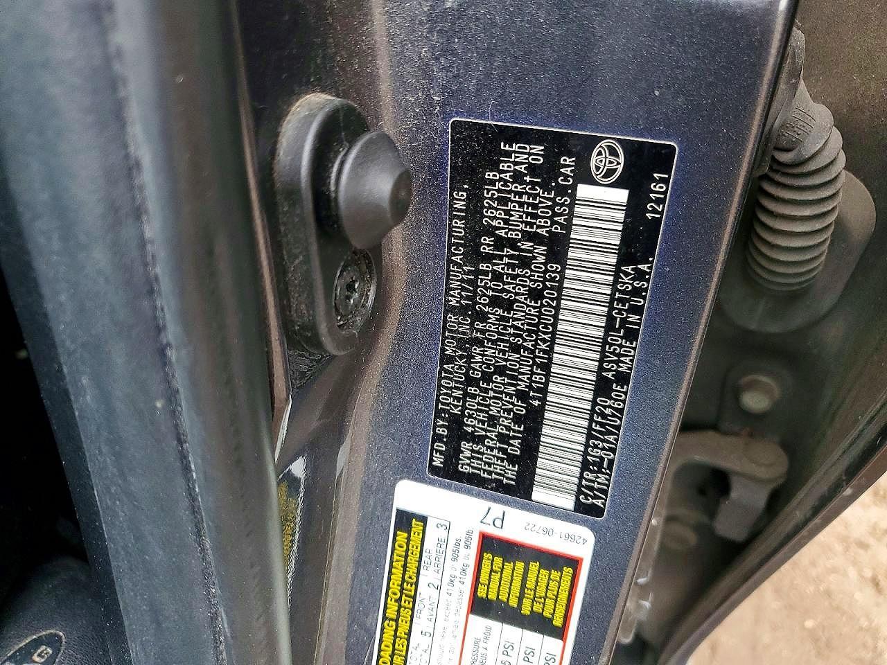 2012 TOYOTA CAMRY