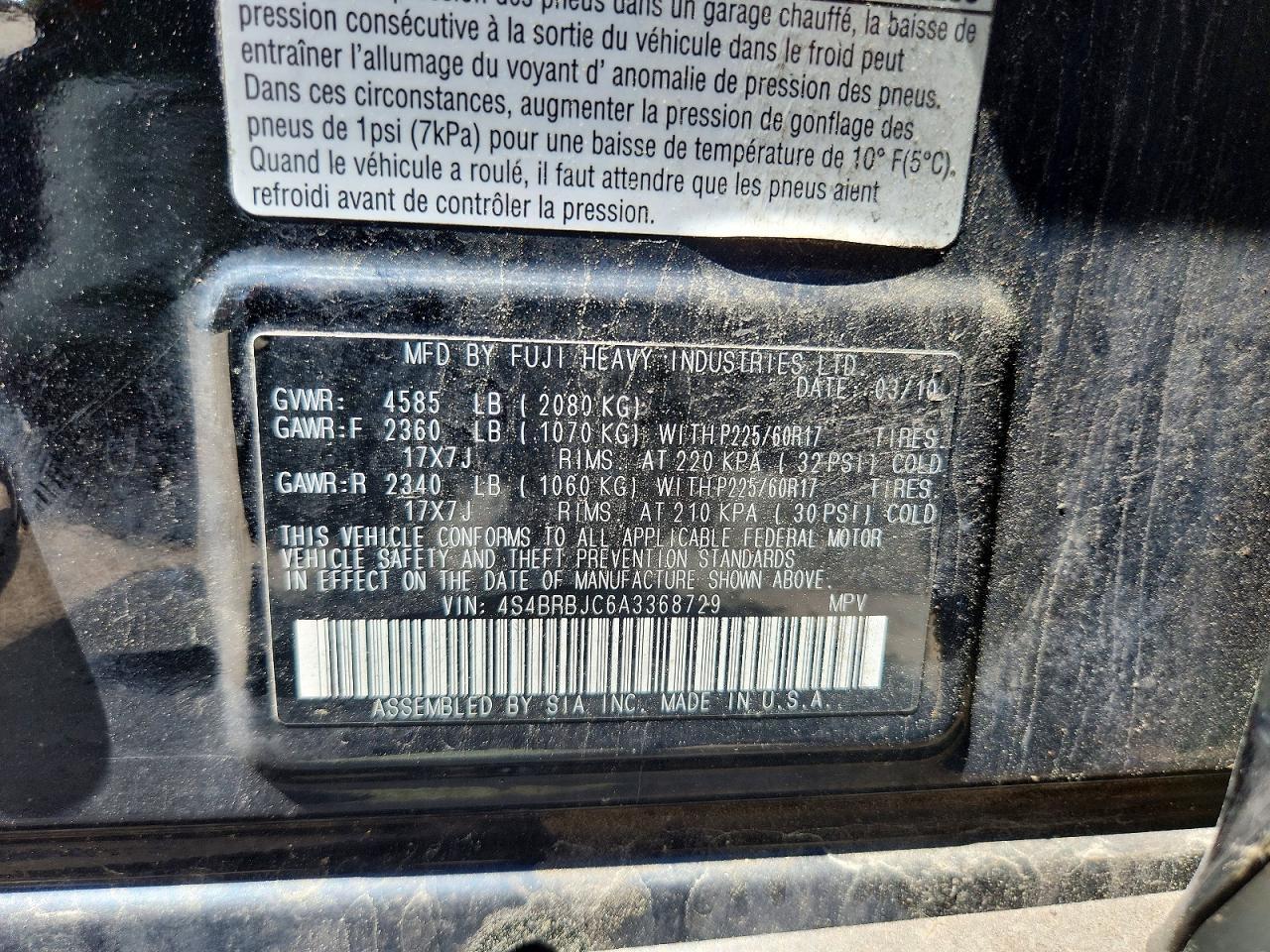 2010 SUBARU Outback