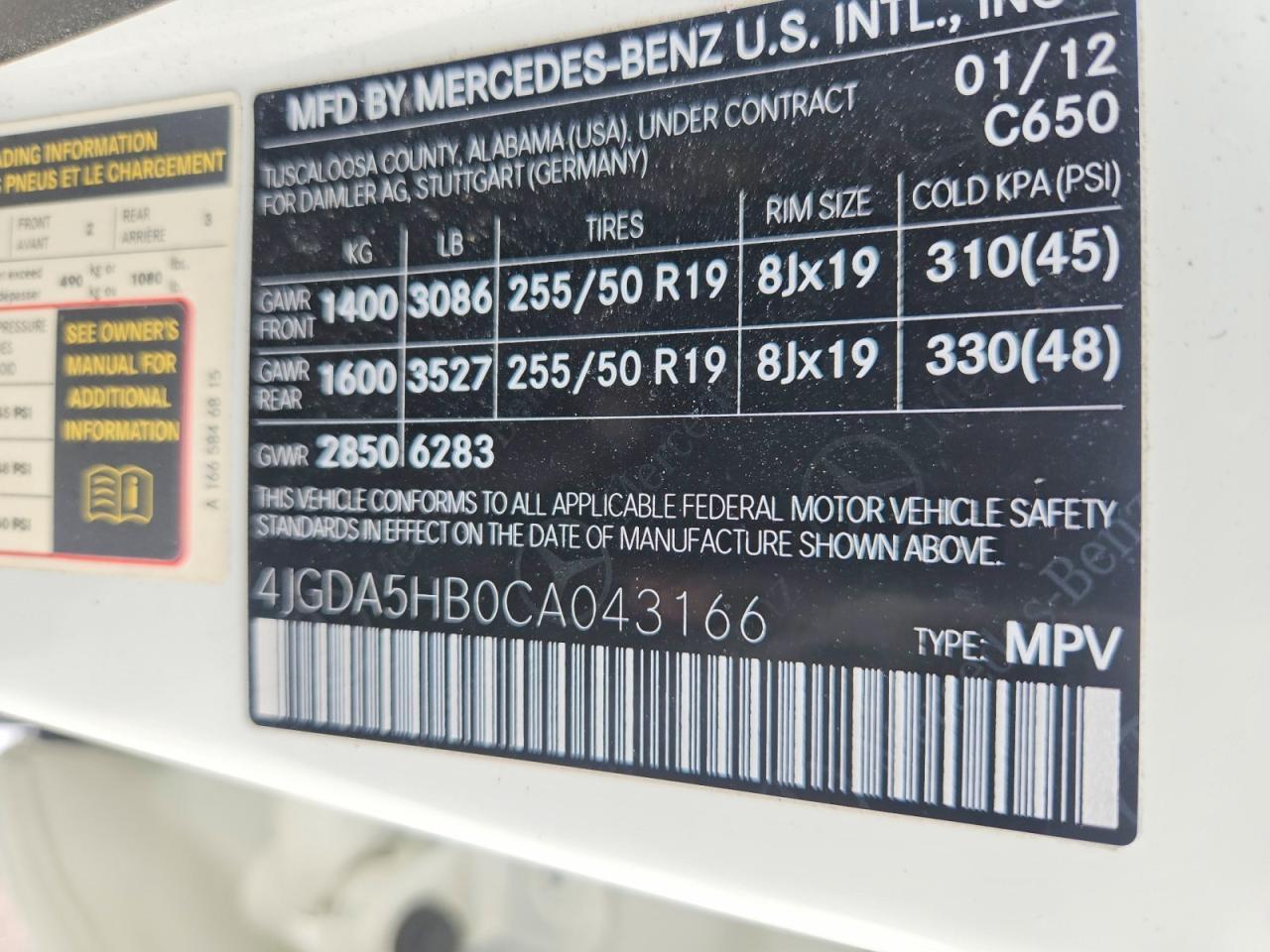 2012 MERCEDES-BENZ ML-Class